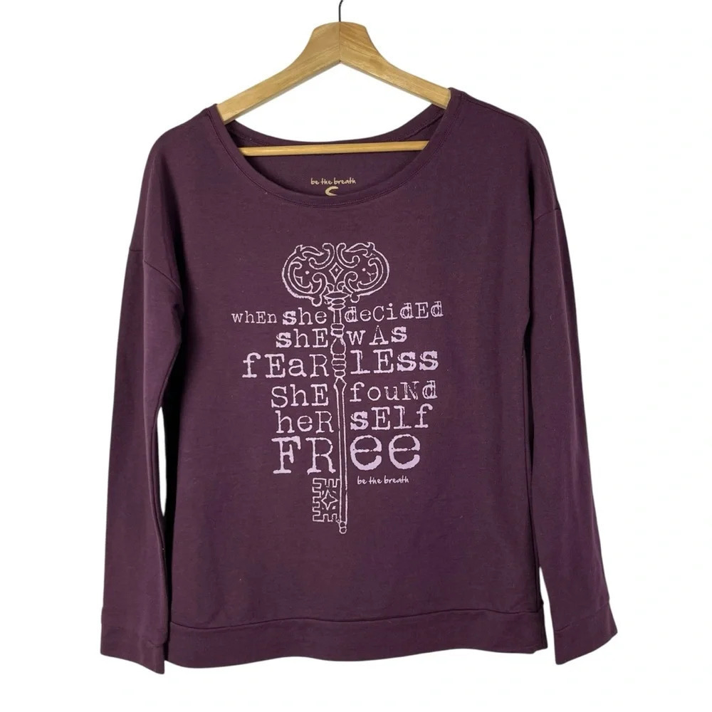 Boutique Be the Breath Purple Graphic Wide Crewneck Pullover Sweatshirt S